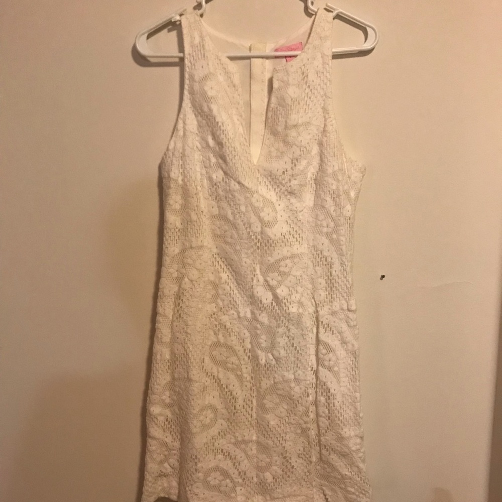 Lilly Pulitzer Sleeveless White Lace Shift Dress